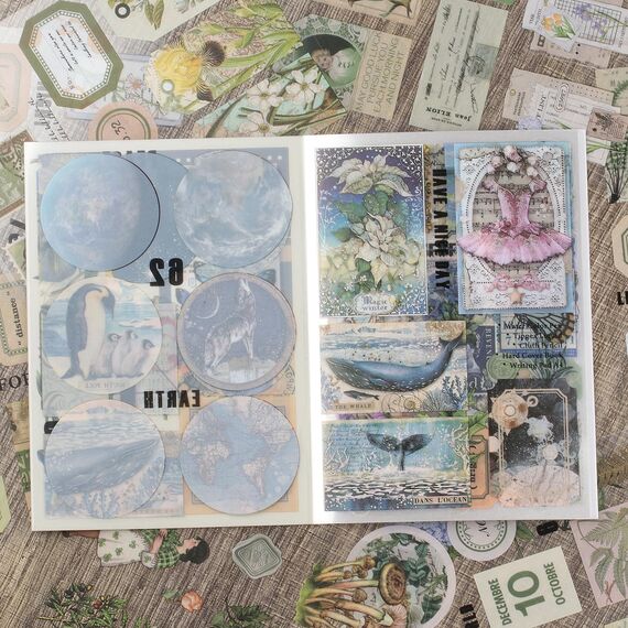 Scrapbooking Sticker Set, Scrapbooking Aufkleber, Dekorative Journal Fotoalbum Aufkleber Stickers Zubehör Selbstklebend für DIY Scrapbook Kalender Notizbuch Fotobuch Tagebuch Journaling