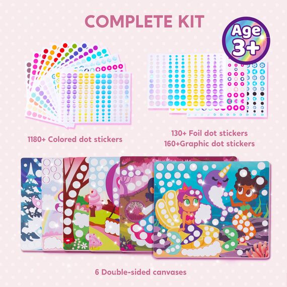 Klever Kits Dot Art Aktivität, Dot It Einhörner Prinzessinnen, Sticker Bastelset für Kinder, DIY Bastelset Zum Basteln Kit,Geburtstagsgeschenke für Kinder ab 3+ Jahren, Flugzeug-Reisespielzeug