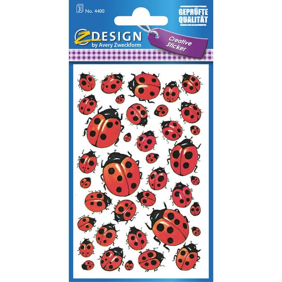 AVERY Zweckform 4400 Papier-Sticker Marienkäfer 114 Aufkleber (Dekosticker, Tiersticker, selbstklebend, Mitgebsel, Scrapbooking, Poesiealbum, Geschenk, Fotoalbum, Tagebuch, Bullet Journal, Dekorieren)
