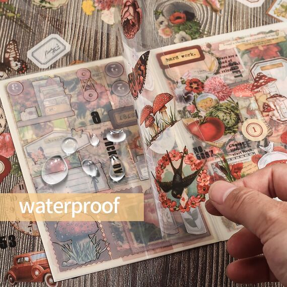 Vintage Scrapbooking Aufkleber Set, Scrapbooking Sticker, Dekorative Journal Fotoalbum Aufkleber Stickers Zubehör Selbstklebend für DIY Notizbuch Fotobuch Tagebuch Journaling