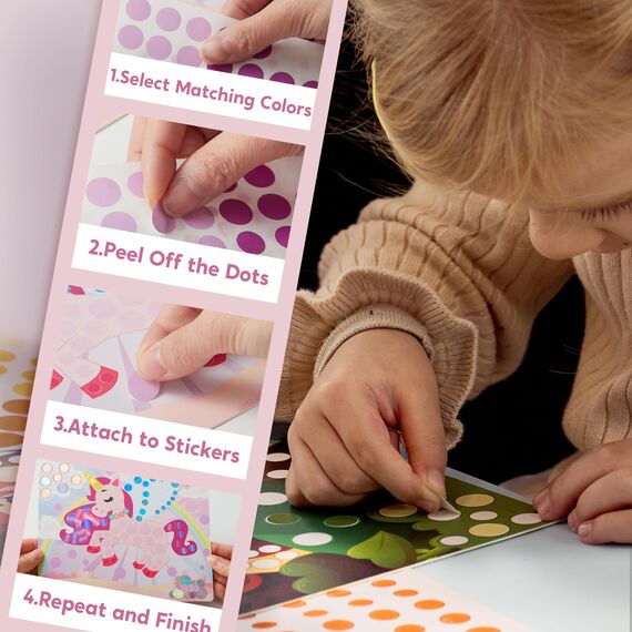 Klever Kits Dot Art Aktivität, Dot It Einhörner Prinzessinnen, Sticker Bastelset für Kinder, DIY Bastelset Zum Basteln Kit,Geburtstagsgeschenke für Kinder ab 3+ Jahren, Flugzeug-Reisespielzeug