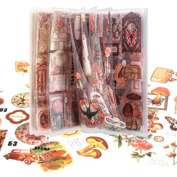 Vintage Scrapbooking Aufkleber Set, Scrapbooking Sticker, Dekorative Journal Fotoalbum Aufkleber Stickers Zubehör Selbstklebend für DIY Notizbuch Fotobuch Tagebuch Journaling