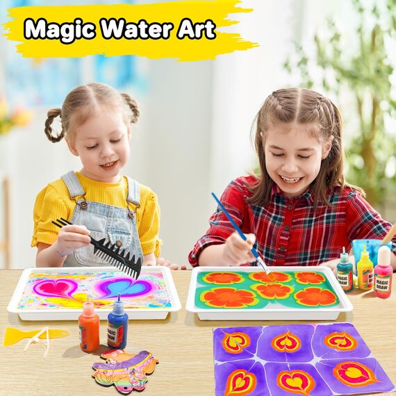 Lobyoh Basteln Kinder 6 7 8 9 10 Jahre, Marmorierfarbe 10 Farben(16ml), Bastelset für Mädchen ab 6 Jahre, Kreativ Set Coole Geschenke für Mädchen ab 11 12 Jahre