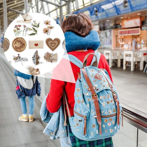 120 Stück Vintage Aufkleber, Sticker Aesthetic, Wasserfeste Vinyl Aufkleber für DIY Journal Scrapbook Sticker Fotoalbum Craft Notebook Aesthetic Deko