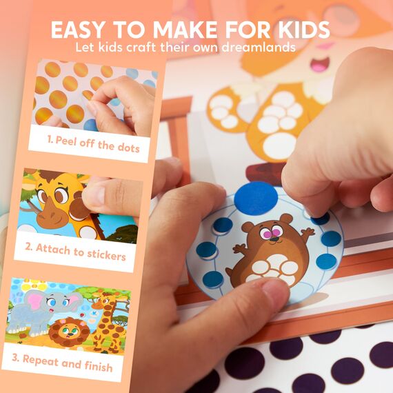 Klever Kits Dot Art Aktivität, Dot It Tiere, Sticker Bastelset für Kinder, DIY Bastelset Zum Basteln Kit,Geburtstagsgeschenke für Kinder ab 3+ Jahren, Flugzeug-Reisespielzeug