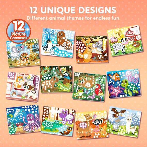 Klever Kits Dot Art Aktivität, Dot It Tiere, Sticker Bastelset für Kinder, DIY Bastelset Zum Basteln Kit,Geburtstagsgeschenke für Kinder ab 3+ Jahren, Flugzeug-Reisespielzeug