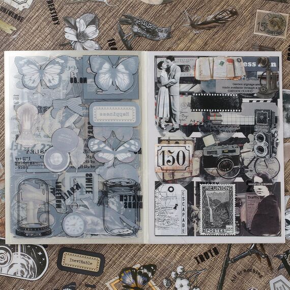 Scrapbooking Sticker Set, Scrapbooking Aufkleber, Dekorative Journal Fotoalbum Aufkleber Stickers Zubehor Selbstklebend fur DlY Scrapbook Kalender Notizbuch Fotobuch