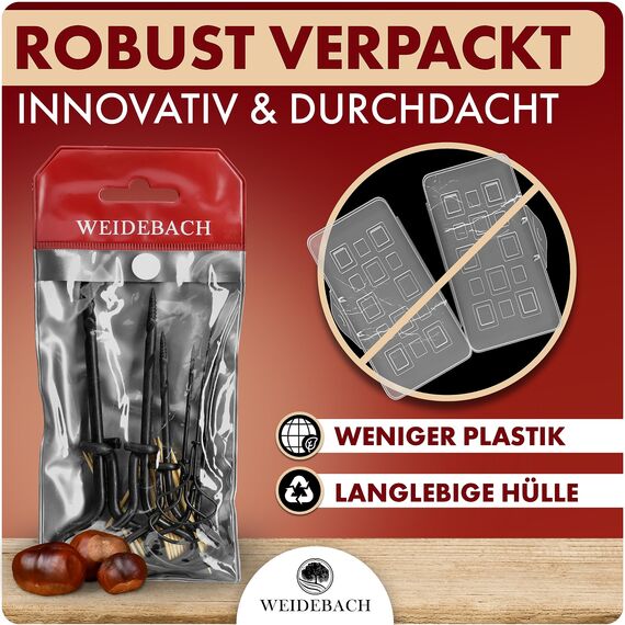 WEIDEBACH® 6-teiliges Kastanienbohrer Set, 1,5-6 mm Bohrer inkl. 20 Zahnstocher zum Basteln, Kastanien-Bastelset, Kastanienset, Kastanienmännchen Bastelset, Holzbohrer Handbohrer für Kastanien