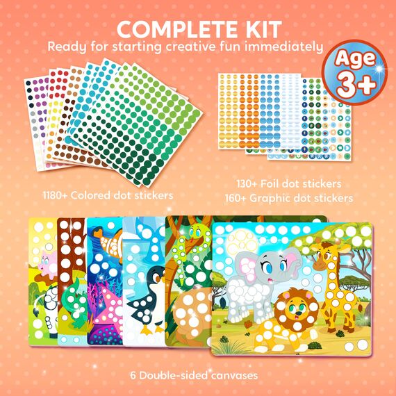 Klever Kits Dot Art Aktivität, Dot It Tiere, Sticker Bastelset für Kinder, DIY Bastelset Zum Basteln Kit,Geburtstagsgeschenke für Kinder ab 3+ Jahren, Flugzeug-Reisespielzeug