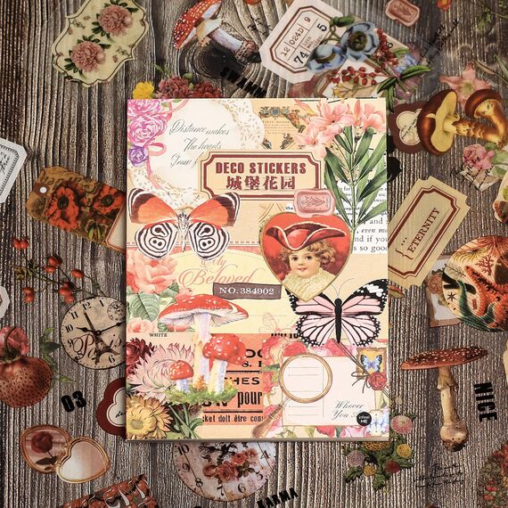 Vintage Scrapbooking Aufkleber Set, Scrapbooking Sticker, Dekorative Journal Fotoalbum Aufkleber Stickers Zubehör Selbstklebend für DIY Notizbuch Fotobuch Tagebuch Journaling