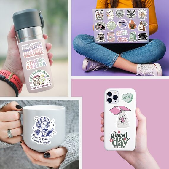 Vintage Aufkleber, Sticker Aesthetic für Wasserflaschen, Scrapbooking, Laptops,Wasserfeste Vinyl Aufkleber für Kinder Mädchen Jugendliche (Verschiedene Bookish-150 Stück)