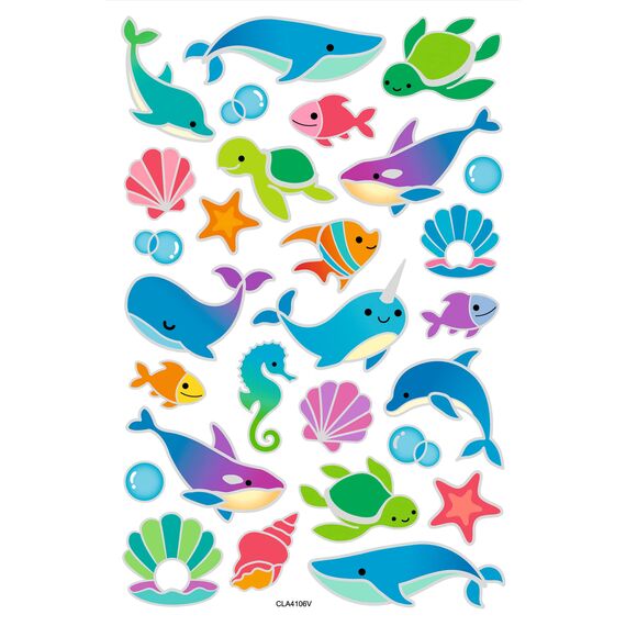 folia 19502 - Bubble - Sticker II mit Unterwasser Motiven, mit strukturierter Bläschenoberfläche, 28 Stück, ideal geeignet zum Verzieren von Grußkarten, Bastelarbeiten und Scrapbooking