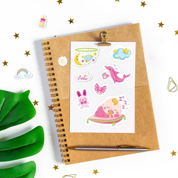 DPKOW Baby Sticker Set 235stk, Babyalbum Sticker Aufkleber Baby Fotoalbum Sticker Gästebuch Babyparty Mädchen Junge Geburt Sticker Scrapbook Bullet Journal Baby Meilenstein Aufkleber Fotoalben