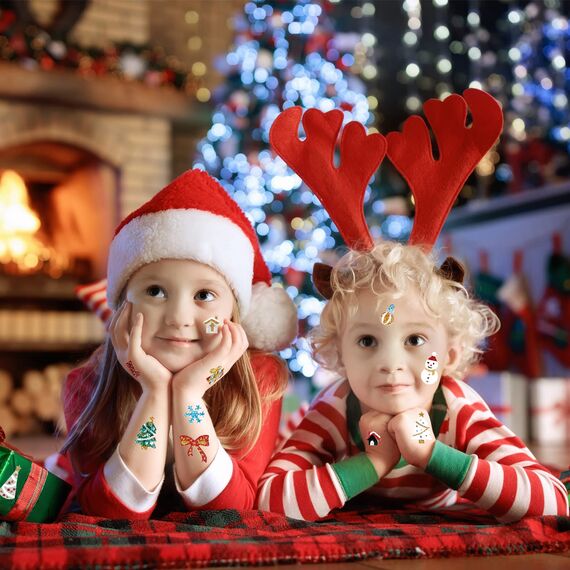 DPKOW 380+pcs Glitzer Weihnachten Aufkleber für Kinder Basteln, Stickers für DIY Karten und Tagebücher, Fotoalben und Wasserflaschen Deko