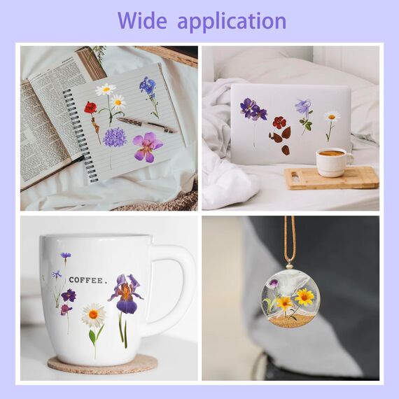 120 Transparente Scrapbooking Aufkleber, PET Blumen Aufkleber Pflanzen Sticker, Flower Stickers, Blumenaufkleber für Scrapbook Fotoalbum Sammelalbum Laptops Handwerk (60 Stile)