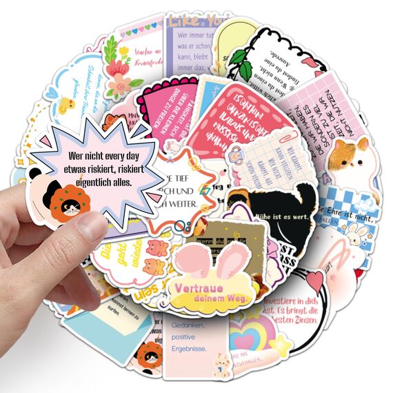 Vintage Aufkleber, Sticker Aesthetic für Wasserflaschen, Scrapbooking, Laptops,Wasserfeste Vinyl Aufkleber für Kinder Mädchen Jugendliche (Deutsche Inspiration-50 Stück)