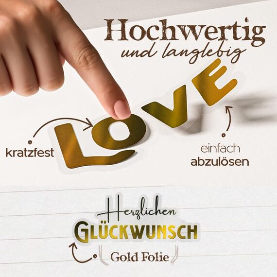 Homety Sticker Hochzeit Gästebuch (350 Stück) – Aufkleber Liebe für Fotoalbum, Scrapbook, Bullet Journal & Hochzeit Deko – Hochzeitssticker in Rose Gold für Gästebuch und Hochzeitsalbum