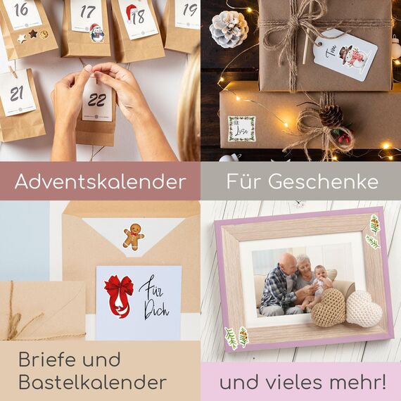 younikat Aufkleber Set Weihnachten Advent 145 Stück - Sticker Scrapbook Fotoalbum Kalender Deutsch I you0171
