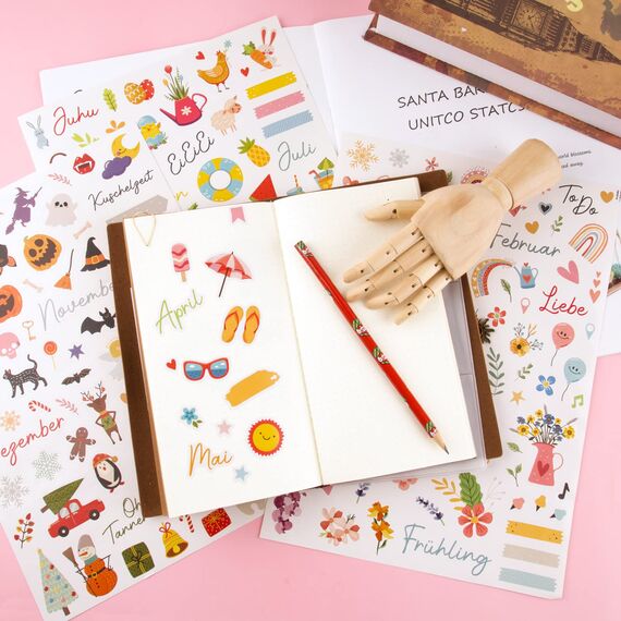 COLOFALLA 4 Blatt Aufkleber Jahreszeiten A4 DIY Sticker Blumen Frühling Sommer Herbst Winter Deko Zubehör für Scrapbooking Fotoalbum Notizbuch Kinder Basteln Geschenke (Jahreszeiten)