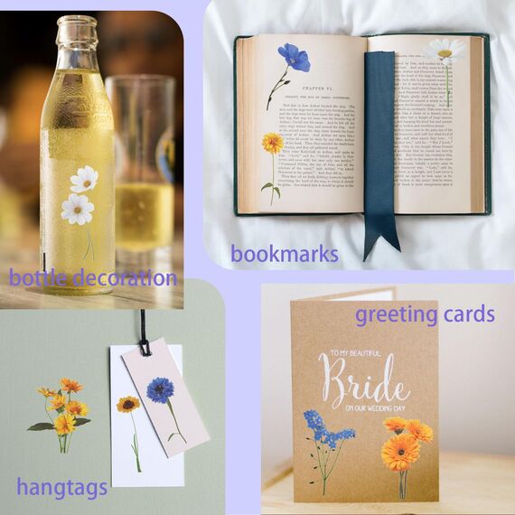 120 Transparente Scrapbooking Aufkleber, PET Blumen Aufkleber Pflanzen Sticker, Flower Stickers, Blumenaufkleber für Scrapbook Fotoalbum Sammelalbum Laptops Handwerk(Dunkel)