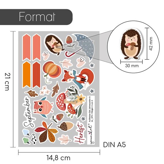 Sticker Jahreszeiten I 229 Sticker I Fotoalbum Scrapbooking Aufkleber-Set zum Gestalten von Kalender Bullet Journal Zubehör I Kinder Erwachsene Anlässe I dv970
