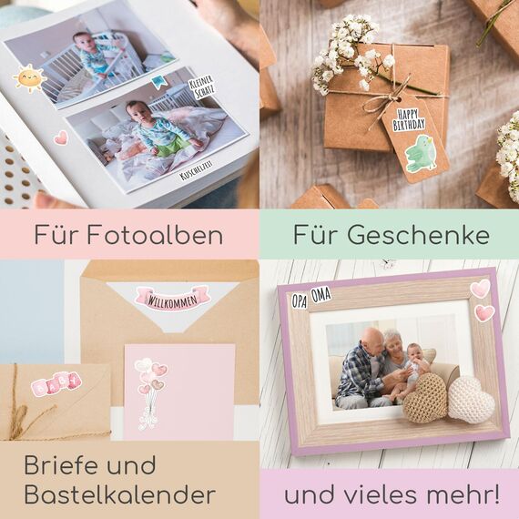 younikat Aufkleber-Set I Kinder I über 200 Sticker I Aquarell rosa I dv1420