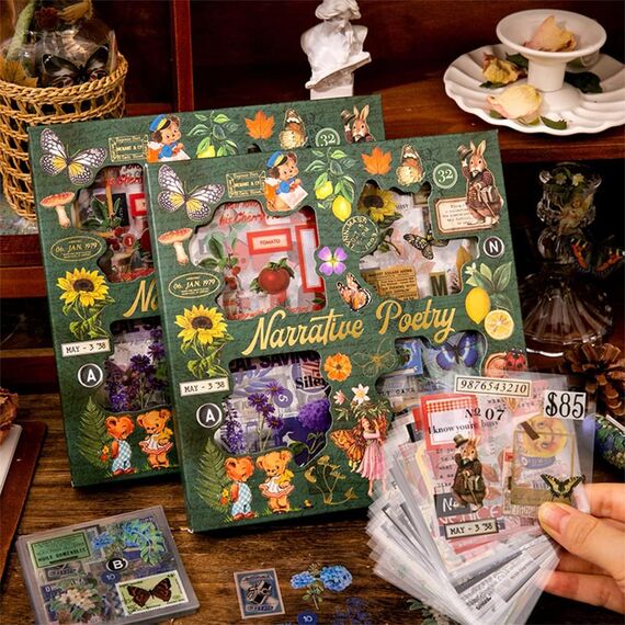 643 Stück/100 Blatt Scrapbooking Sticker，Scrapbook Zubehör丨Scrapbook Stickers Set Sticker Bullet Journal für Scrapbook,Bullet Journal Zubehör,Journaling Zubehör usw