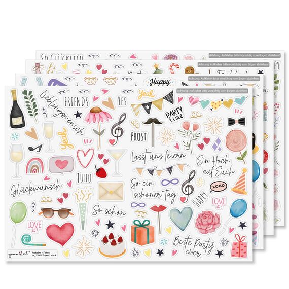 younikat Aufkleber-Set für Geburtstagsgeschenke I über 200 Sticker zum Basteln I permanenthaftend I DIY Happy Birthday Scrapbooking-Aufkleber I Fotoalbum Gestalten I Scrapbook Zubehör I dv1166