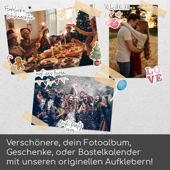 younikat Aufkleber-Set für Geburtstagsgeschenke I über 200 Sticker zum Basteln I permanenthaftend I DIY Happy Birthday Scrapbooking-Aufkleber I Fotoalbum Gestalten I Scrapbook Zubehör I dv1166