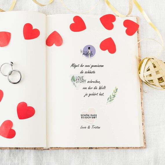 Sticker Hochzeit Gästebuch (164 Motive) - Vintage Hochzeit Aufkleber für Gästebuch oder Fotoalbum mit viel Liebe - Love Stickers für Scrapbook oder Bullet Journal - Wedding Deko mit Herz - Lavendel
