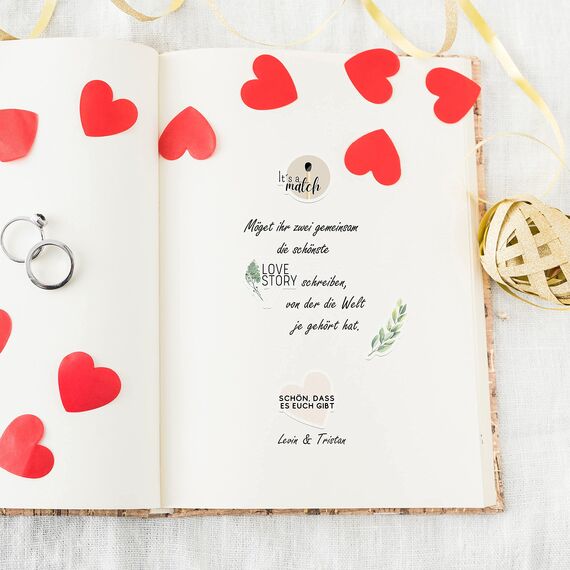 Sticker Hochzeit Gästebuch (164 Motive) - Vintage Hochzeit Aufkleber für Gästebuch oder Fotoalbum mit viel Liebe - Love Stickers für Scrapbook oder Bullet Journal - Wedding Deko mit Herz - Creme