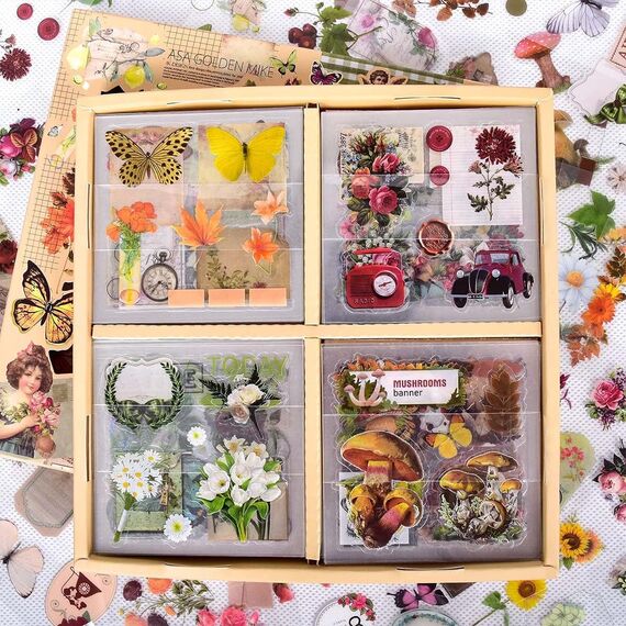 510 Stück/100 Blatt Scrapbooking Sticker，Scrapbook Zubehör丨Scrapbook Stickers Set Sticker Bullet Journal für Scrapbook,Bullet Journal Zubehör,Journaling Zubehör usw