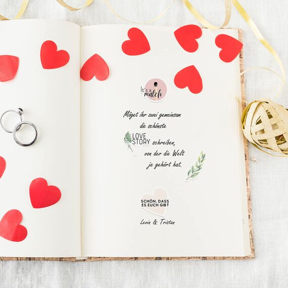 Sticker Hochzeit Gästebuch (164 Motive) - Vintage Hochzeit Aufkleber für Gästebuch oder Fotoalbum mit viel Liebe - Love Stickers für Scrapbook oder Bullet Journal - Wedding Deko mit Herz - Rosa