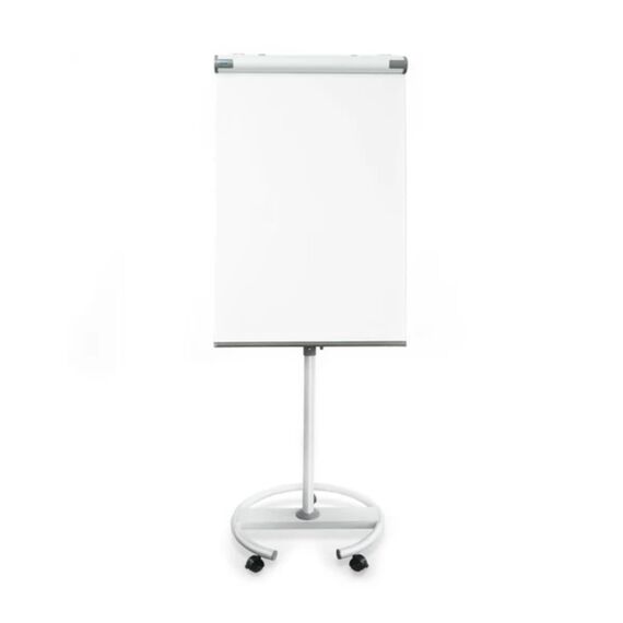 Floordirekt Flipchart mit Rollenfuß, Blockhalter & Seitenarmen - magnetisch & beschreibbar - freistehend & höhenverstellbar - Whiteboard Tafel Magnettafel - Board mit Ablageschale (Shark)