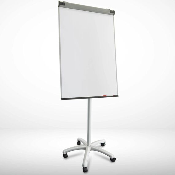 Floordirekt Flipchart mit Rollenfuß, Blockhalter & Seitenarmen - magnetisch & beschreibbar - freistehend & höhenverstellbar - Whiteboard Tafel Magnettafel - Board mit Ablageschale (Pira)
