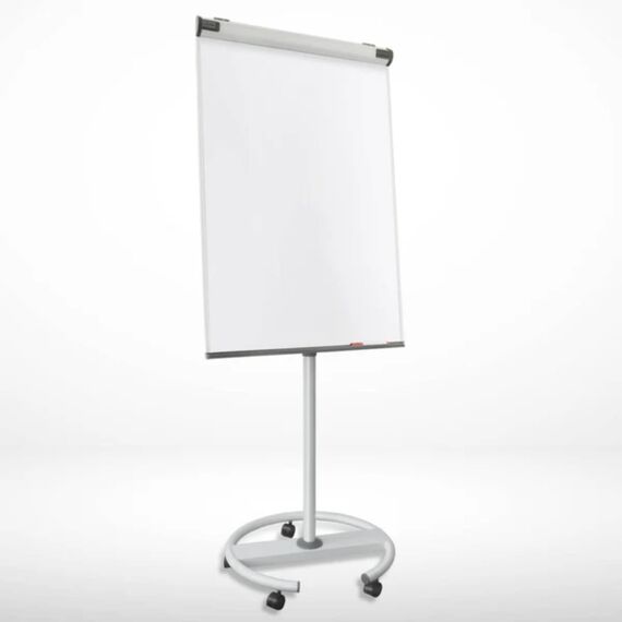 Floordirekt Flipchart mit Rollenfuß, Blockhalter & Seitenarmen - magnetisch & beschreibbar - freistehend & höhenverstellbar - Whiteboard Tafel Magnettafel - Board mit Ablageschale (Shark)