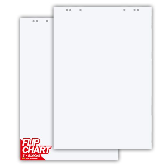 Conipa® - 5 x Flipchart Papier Block 68x99 cm weiß (BLANKO) 80 g/qm - 5 Flipchart-Blöcke à 20 Blatt - Whiteboard-Papier für Charts & Meetings (5 Blöcke Blanko)