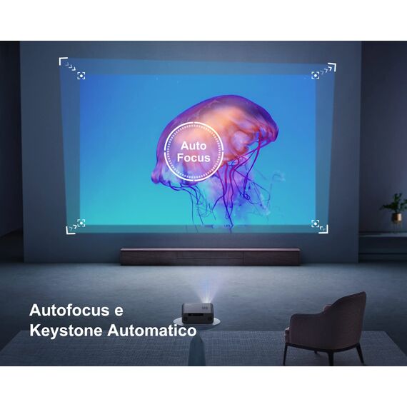 Smart Beamer mit Netflix, Dolby Audio, WiMiUS 1000 ANSI Autofokus/6D Trapezkorrektur Led Beamer 4K Heimkino Unterstützt, WiFi6 Bluetooth Full HD 1080P Outdoor Tageslicht Projektor für Android/iPhone