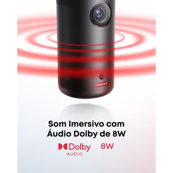 Nebula Capsule3 Mini Beamer, Smart Projektor, 1080p, WLAN, 200 ANSI-Lumen, Tragbarer Beamer, mit GTV, Netflix Vorinstalliert, Dolby Digital, 120-Zoll Bild,integrierter Akku, 2,5 Stunden Spielzeit