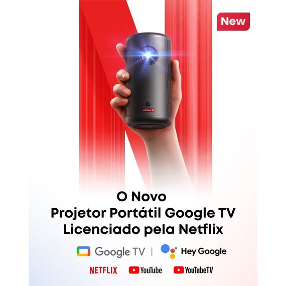 Nebula Capsule3 Mini Beamer, Smart Projektor, 1080p, WLAN, 200 ANSI-Lumen, Tragbarer Beamer, mit GTV, Netflix Vorinstalliert, Dolby Digital, 120-Zoll Bild,integrierter Akku, 2,5 Stunden Spielzeit