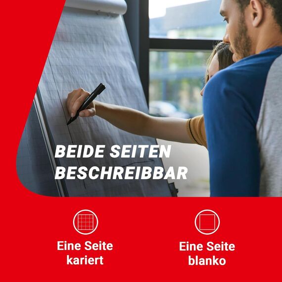 Conipa® - 5 x Flipchart Papier Block 68x99 cm weiß (BLANKO) 80 g/qm - 5 Flipchart-Blöcke à 20 Blatt - Whiteboard-Papier für Charts & Meetings (5 Blöcke Blanko)