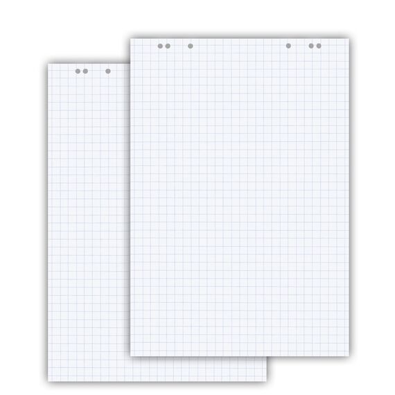 Conipa® - 2 x Flipchart Papier Block 68x99 cm weiß (KARIERT) 80 g/qm - 2 Flipchart-Blöcke à 20 Blatt - Whiteboard-Papier für Charts & Meetings (2 Blöcke Kariert)