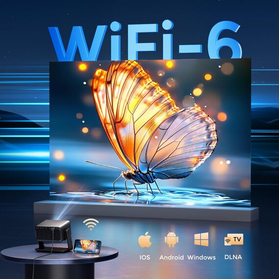 30000 Lumen Beamer Compatible with Netflix AMEELA 1080P Beamer mit WiFi und Bluetooth, Autofokus/Trapezkorrektur 100,000+ Apps & 4K Unterstützt, Dolby Audio,Videoprojektor für IOS/Android/PS5