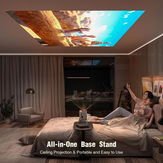 Smart Beamer【Offiziell Lizenzierter APP & Dolby Audio】 VOPLLS Autofokus/Trapezkorrektur 28000 Lumen Beamer 4K Unterstützt, WiFi6 Bluetooth Full HD 1080P Video Projektor Heimkino/Outdoor für Handy/PC