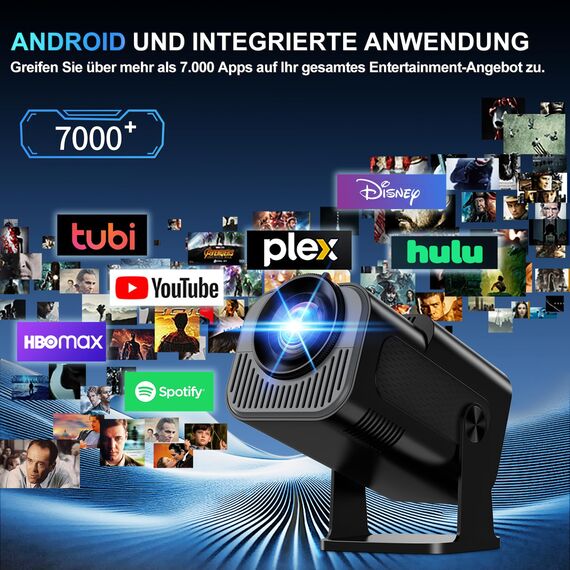 Mini Beamer 4K Full HD 1080P [2026 Modell] Projektor Tragbarer mit WiFi 6 und Bluetooth 5.2 & 270° Dreh Smart Projector mit Automatische Trapezkorrektur/HDMI/TV Stick/Memory Stick/Laptop,Schwarz