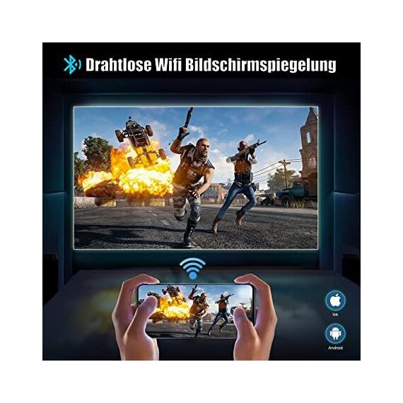 Beamer, Full HD 1080P 1200 ANSI Lumen 5G WiFi Bluetooth Beamer 4K Unterstützung, LED Heimkino Video Projektor 300 '' Display, kompatibel mit Fire Stick,Smartphone,PS5 Projektor