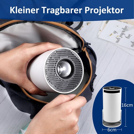 Mini Beamer 4K Unterstützt Android 11,Beamer Handy Outdoor 180°Drehbarer,Mini Projector 5G WiFi 6 BT 5.0,130 Zoll Geeignet für Telefon/PC/HDMI USB,Smart Projector für Handy Phone/TV Stick/Laptop/HDMI