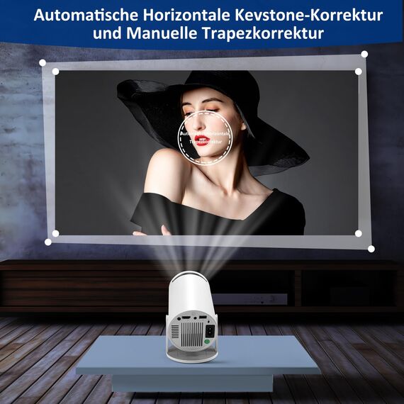 Mini Beamer 4K Unterstützt Android 11,Beamer Handy Outdoor 180°Drehbarer,Mini Projector 5G WiFi 6 BT 5.0,130 Zoll Geeignet für Telefon/PC/HDMI USB,Smart Projector für Handy Phone/TV Stick/Laptop/HDMI