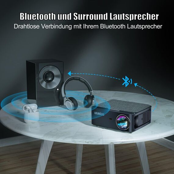 Beamer, Full HD 1080P 1200 ANSI Lumen 5G WiFi Bluetooth Beamer 4K Unterstützung, LED Heimkino Video Projektor 300 '' Display, kompatibel mit Fire Stick,Smartphone,PS5 Projektor