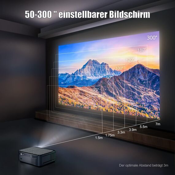 Beamer, Full HD 1080P 1200 ANSI Lumen 5G WiFi Bluetooth Beamer 4K Unterstützung, LED Heimkino Video Projektor 300 '' Display, kompatibel mit Fire Stick,Smartphone,PS5 Projektor